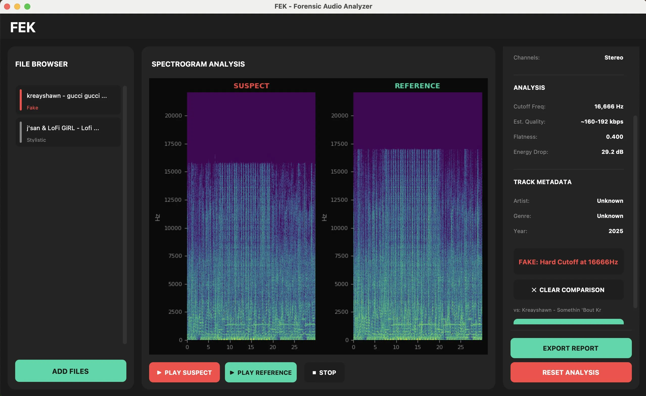 Fek — audio quality analyzer